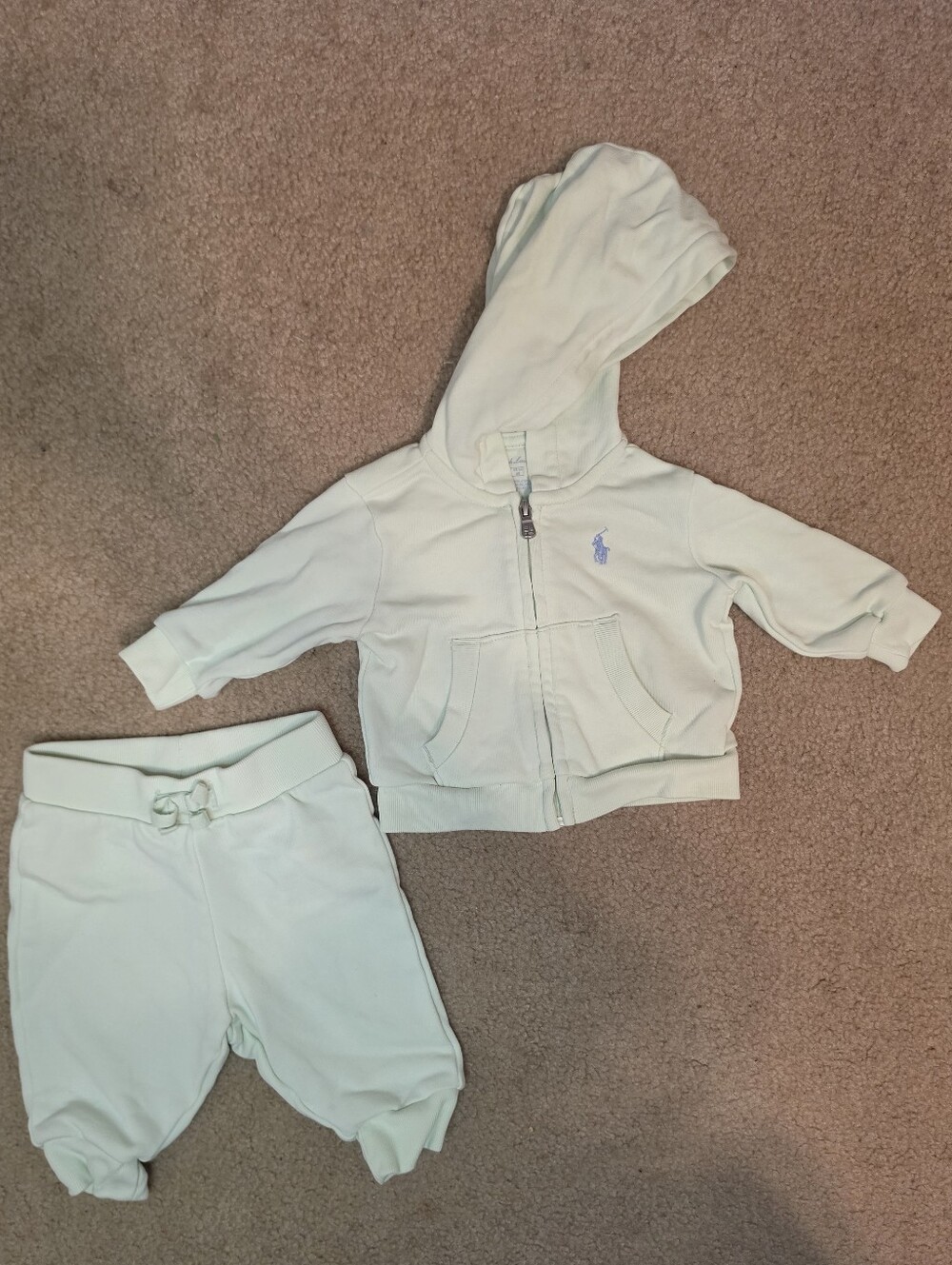 Ralph Lauren Mint Green Hoodie and Jogger Set Size 3 Months
